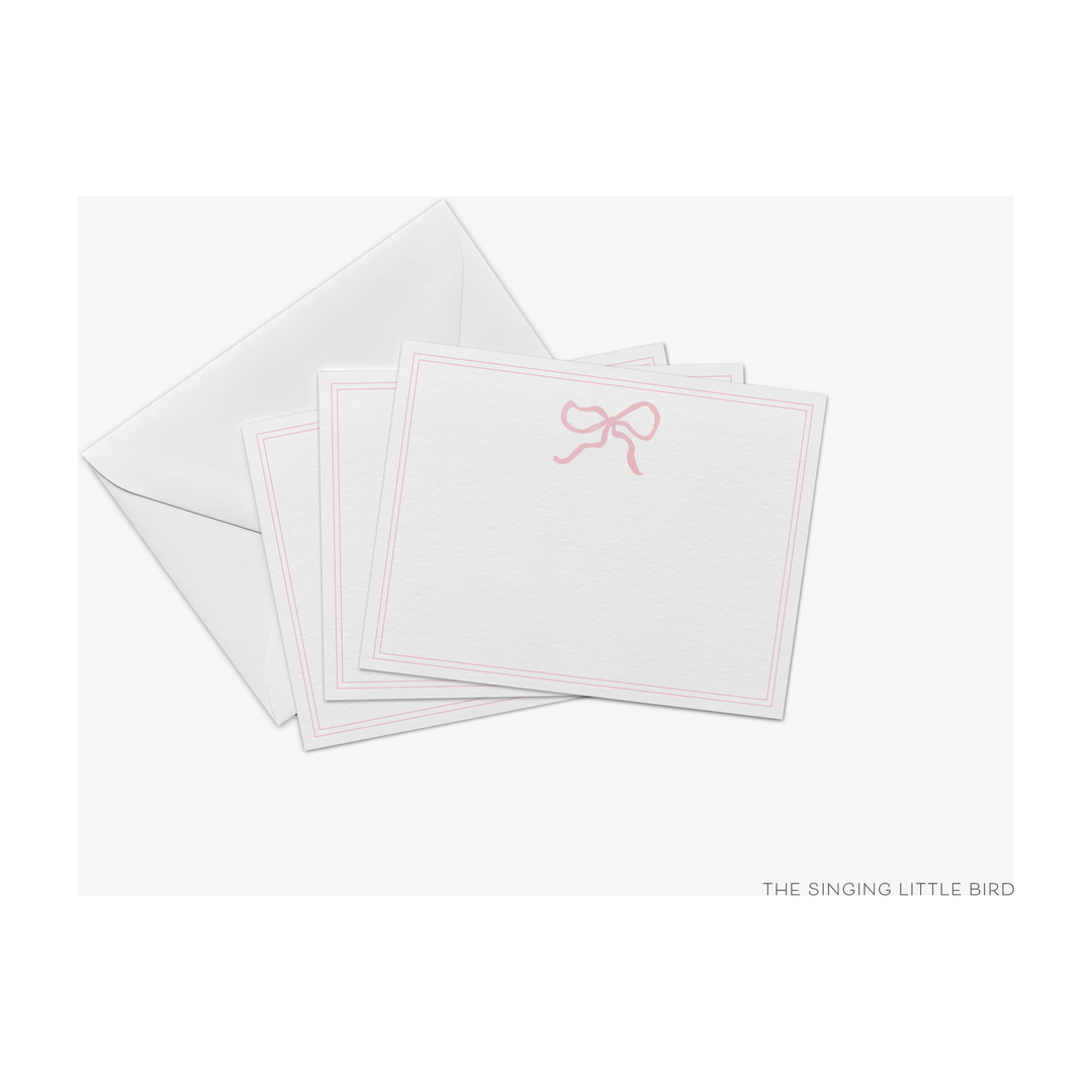 Light Pink Bow Flat Notecards [Sets of 8]