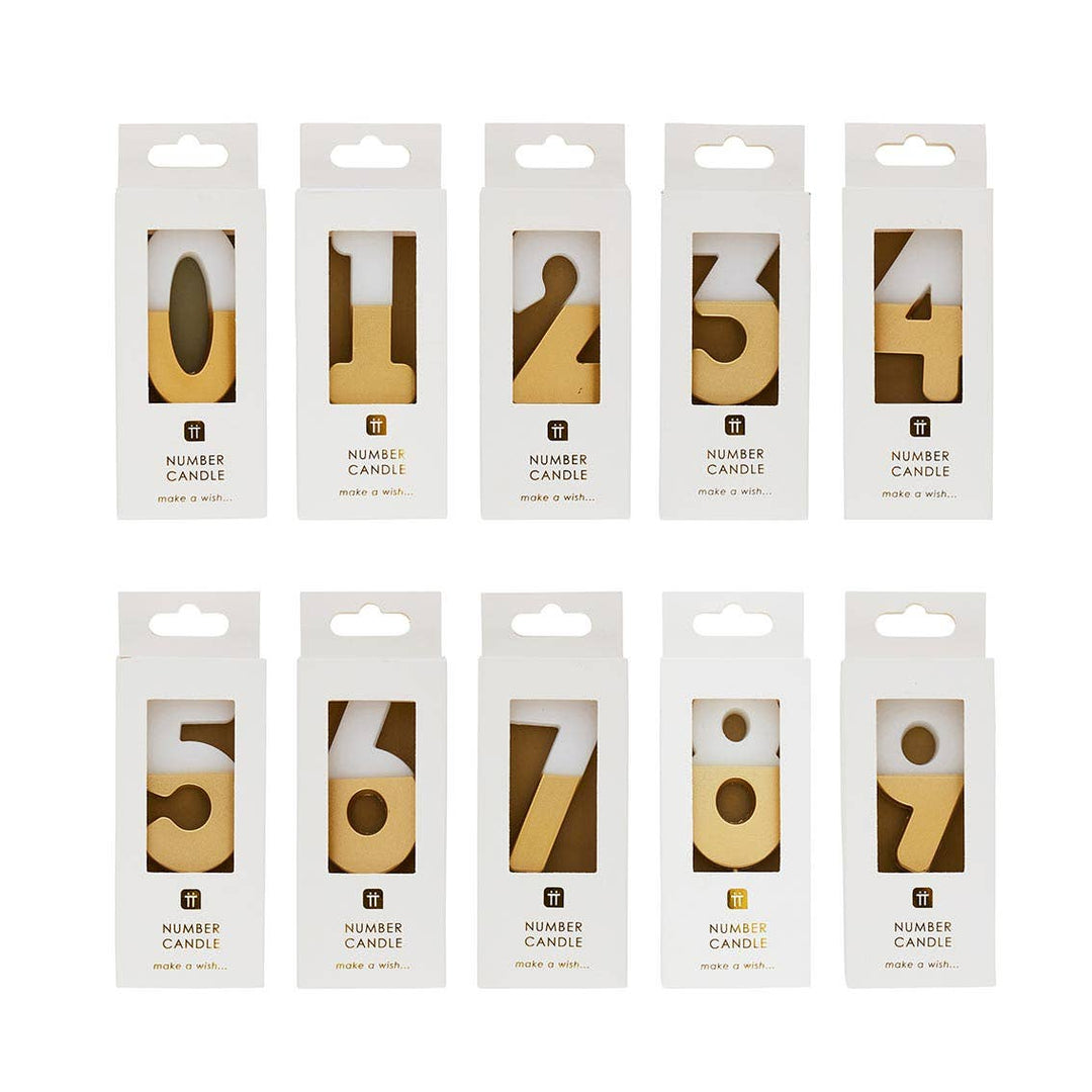 White & Gold Birthday Number Candles Set