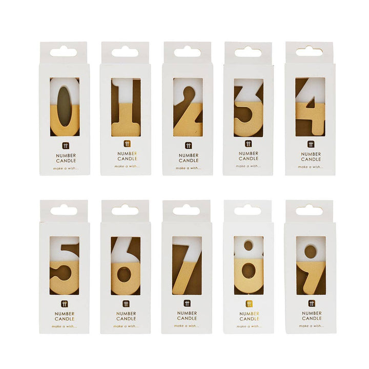 White & Gold Birthday Number Candles Set