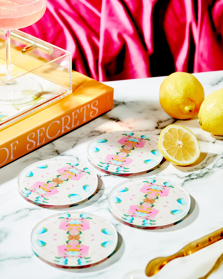 Monets Garden Pink Coasters