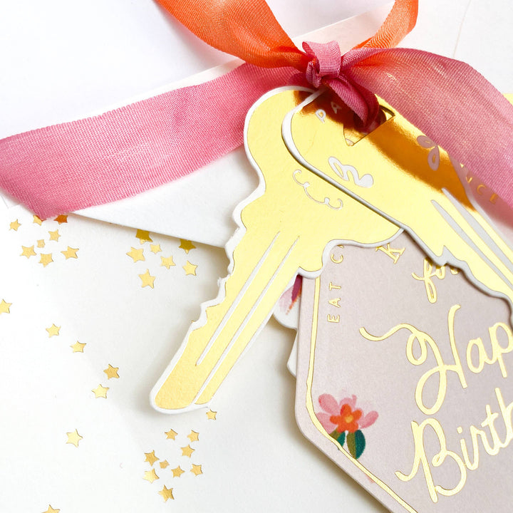 Happy Birthday Party Key Tag Card