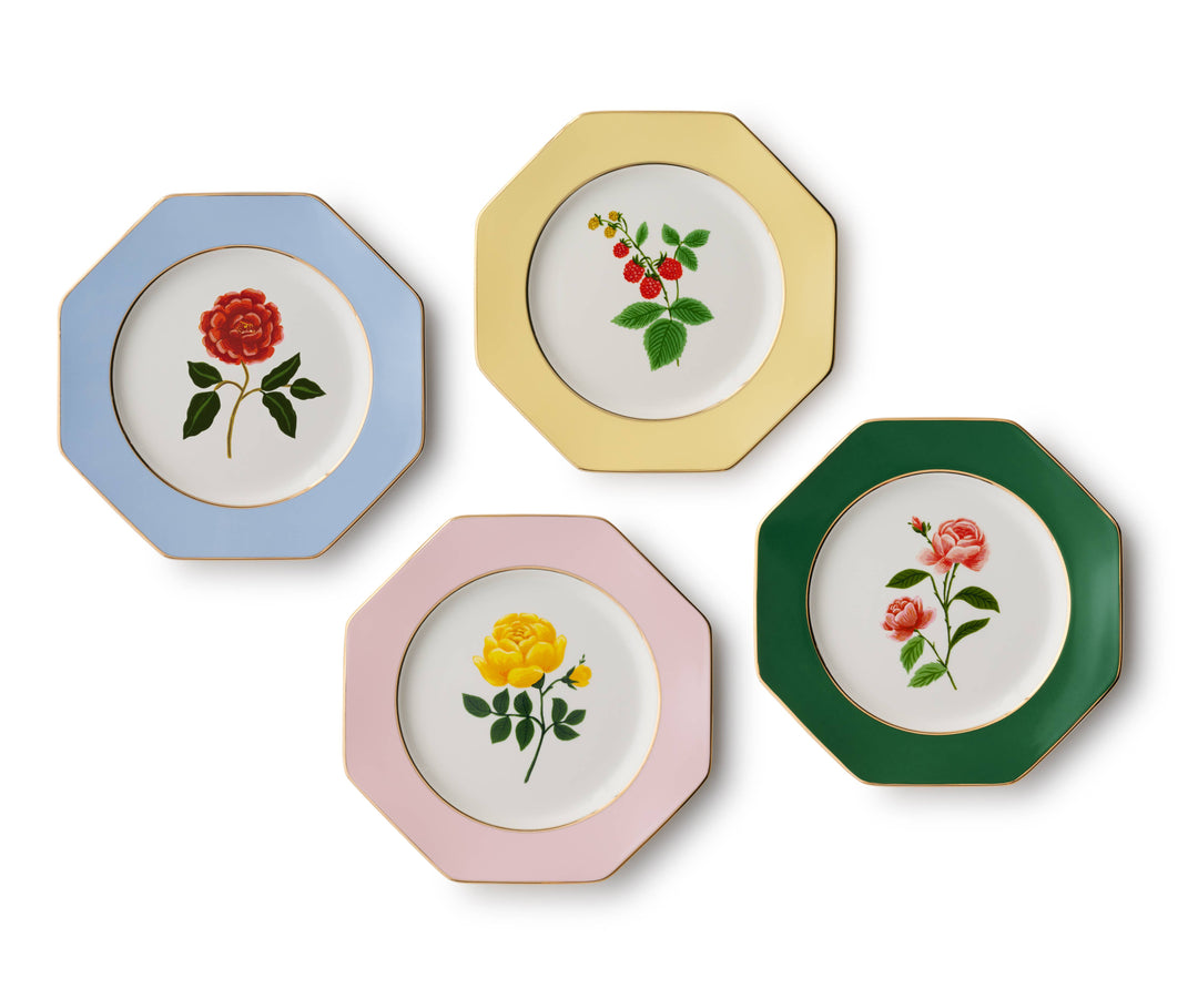 Roses Porcelain Dessert Plate Set