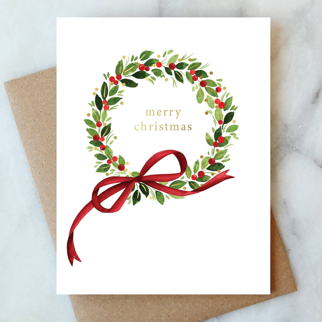 Berry Holly Wreath Holiday Card