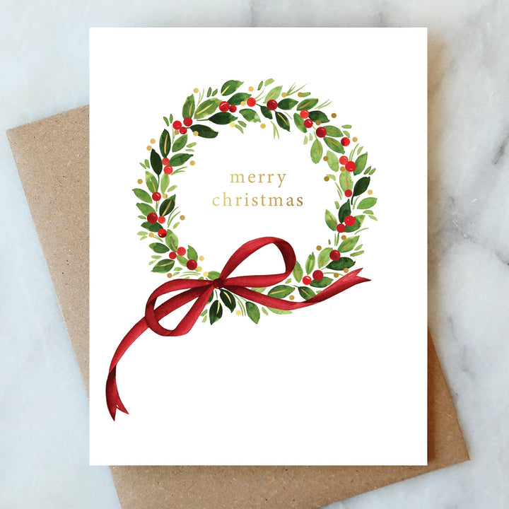 Berry Holly Wreath Holiday Card