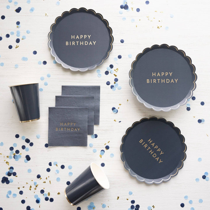 Midnight Blue Signature Happy Birthday Napkins