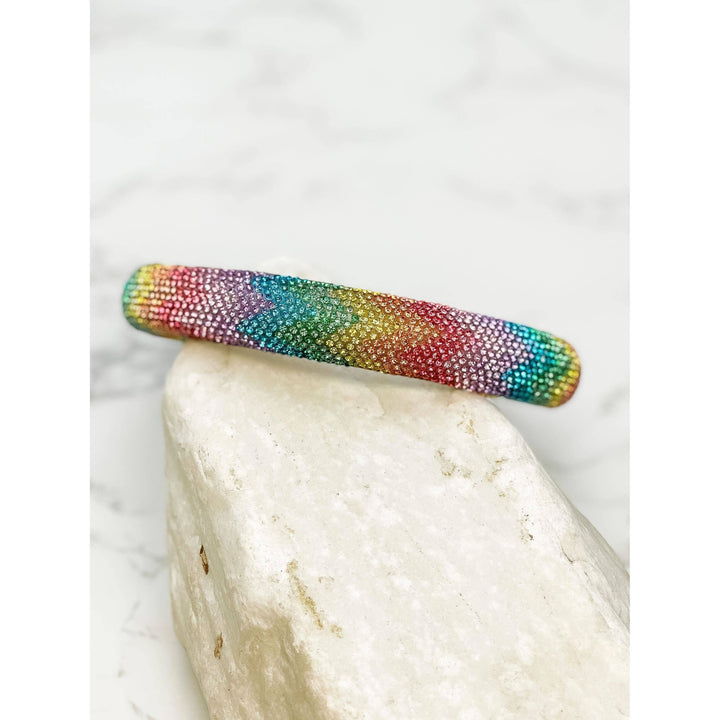 Glitzy Rhinestone Padded Headband - Rainbow