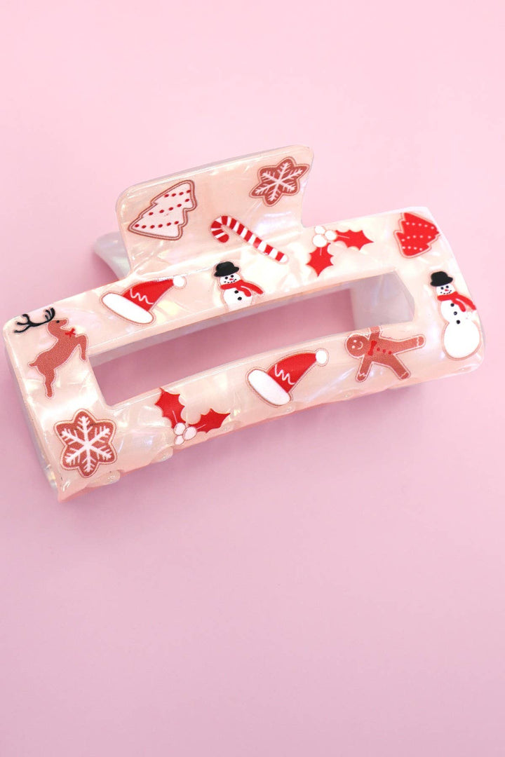 Christmas Tree Santa Holiday Hair Claw