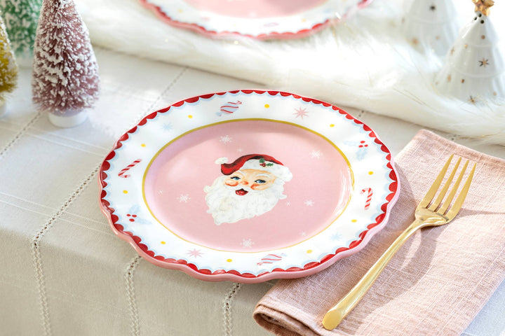 Pink Santa Dessert Plate
