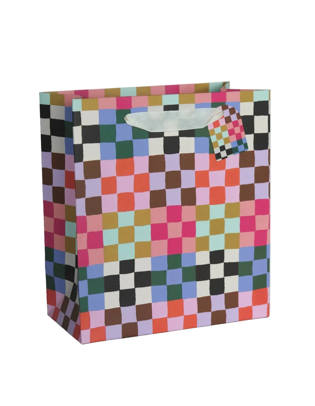 Rainbow Check Print Gift Bag