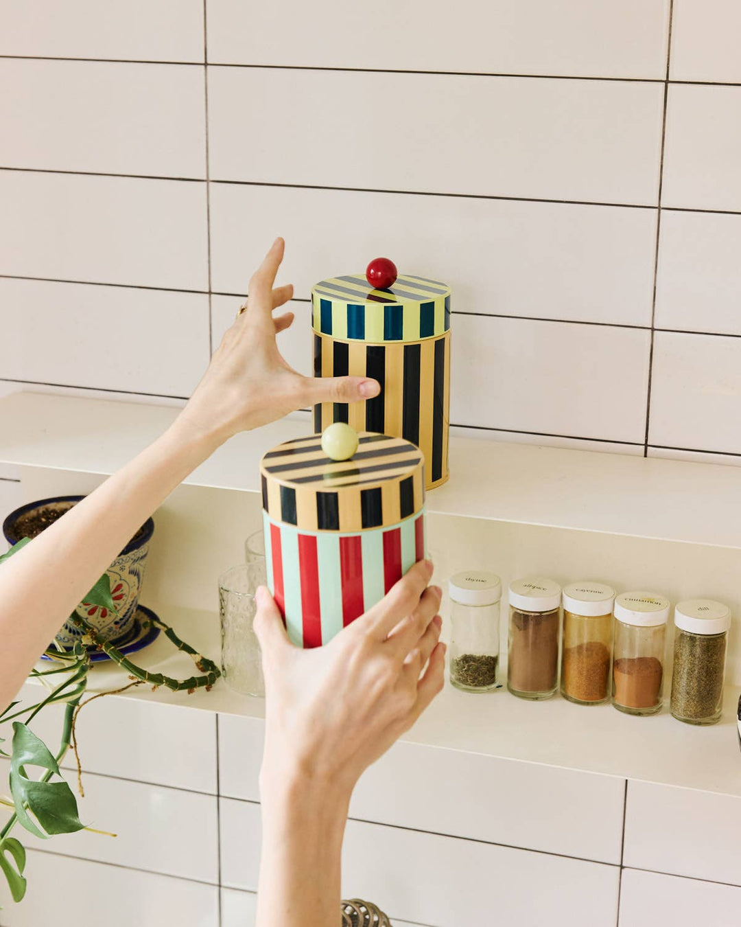 Stripe Metal Canisters