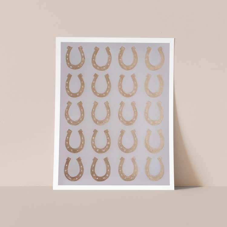 Horseshoes Taupe + Gold Print