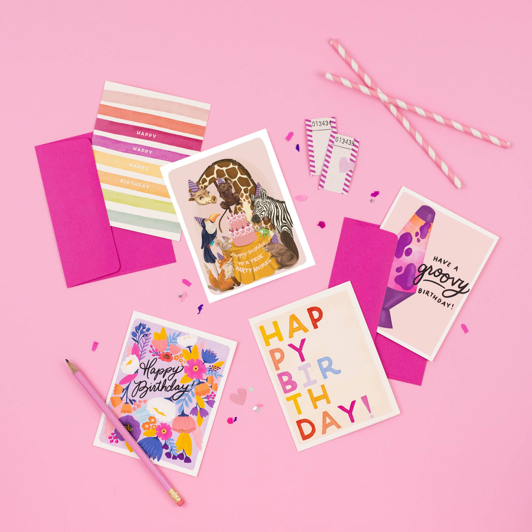 Animal Party Happy Birthday Card