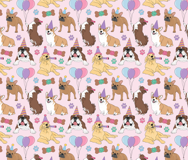 Let's Pawty Birthday Dogs Wrapping Paper