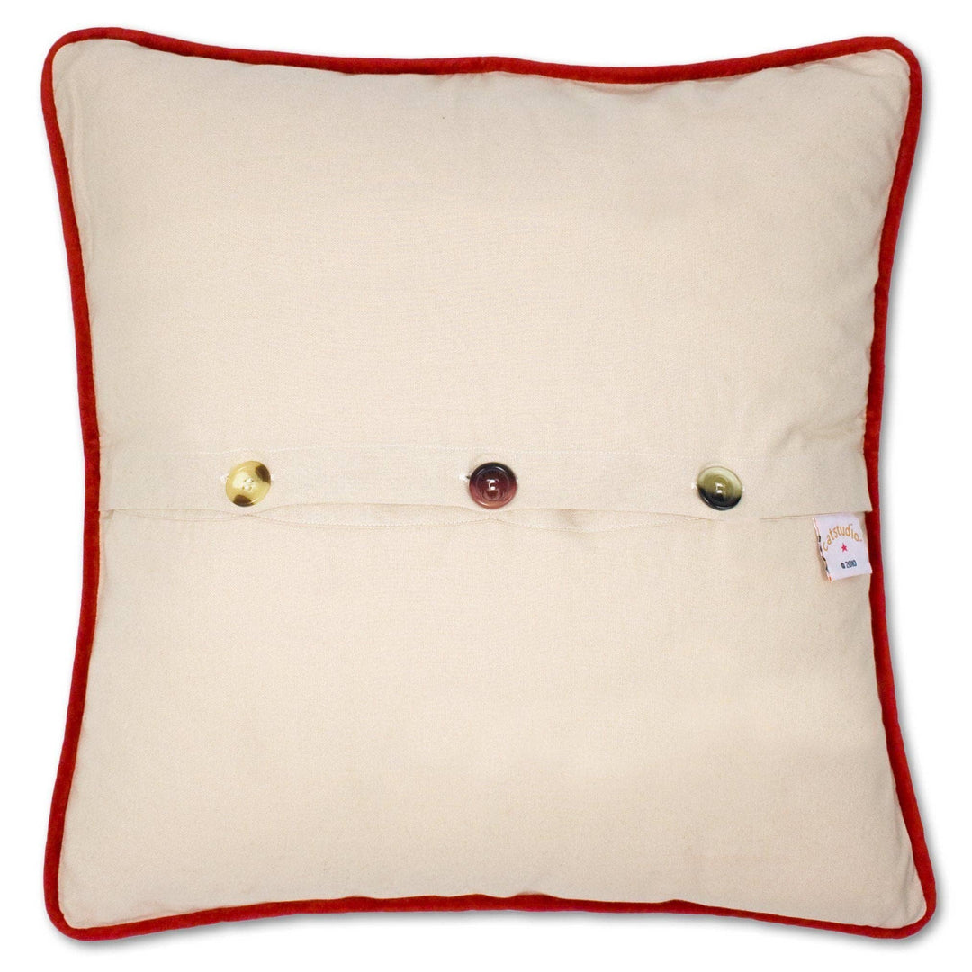 North Pole City Hand-Embroidered Pillow