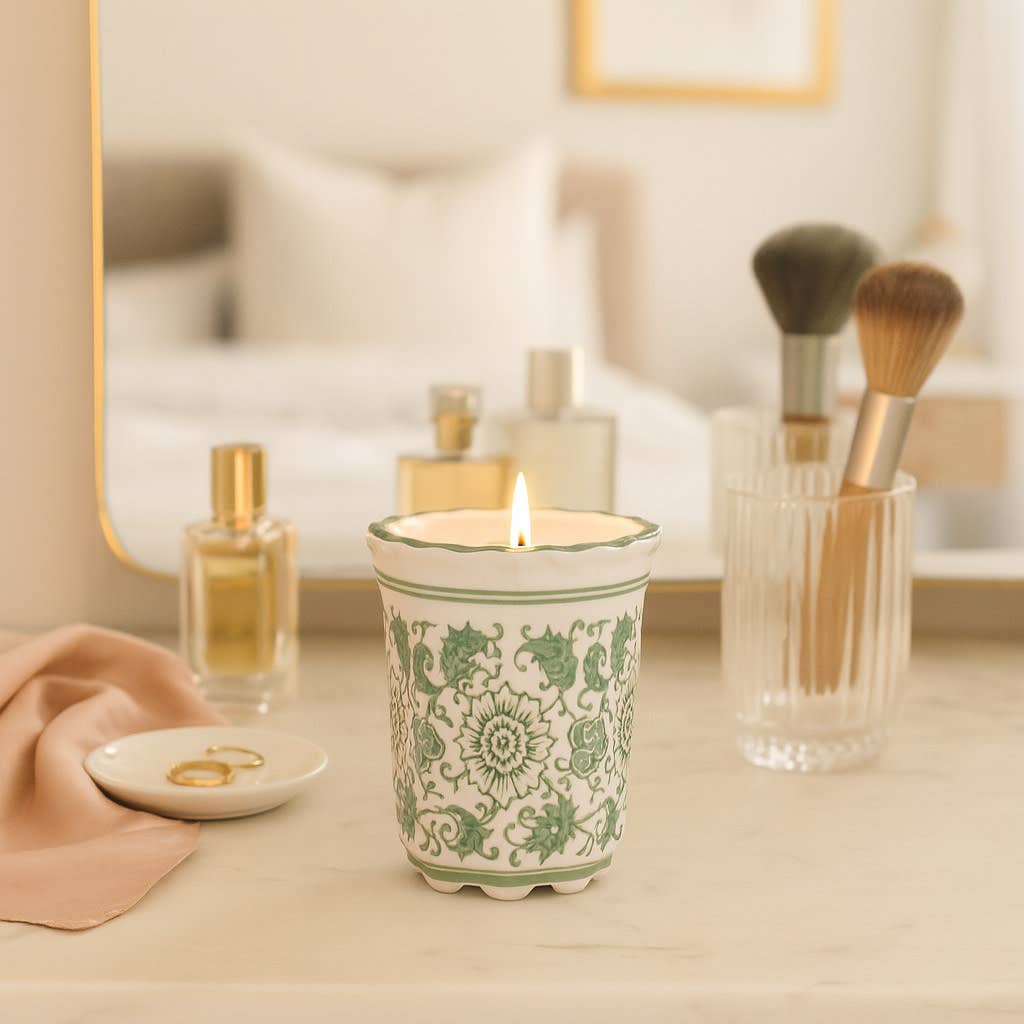 Jasmine Green and White Candle