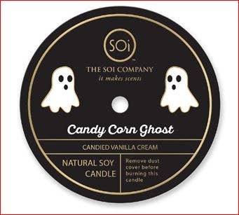 Candy Corn Ghost Confetti Halloween Candle