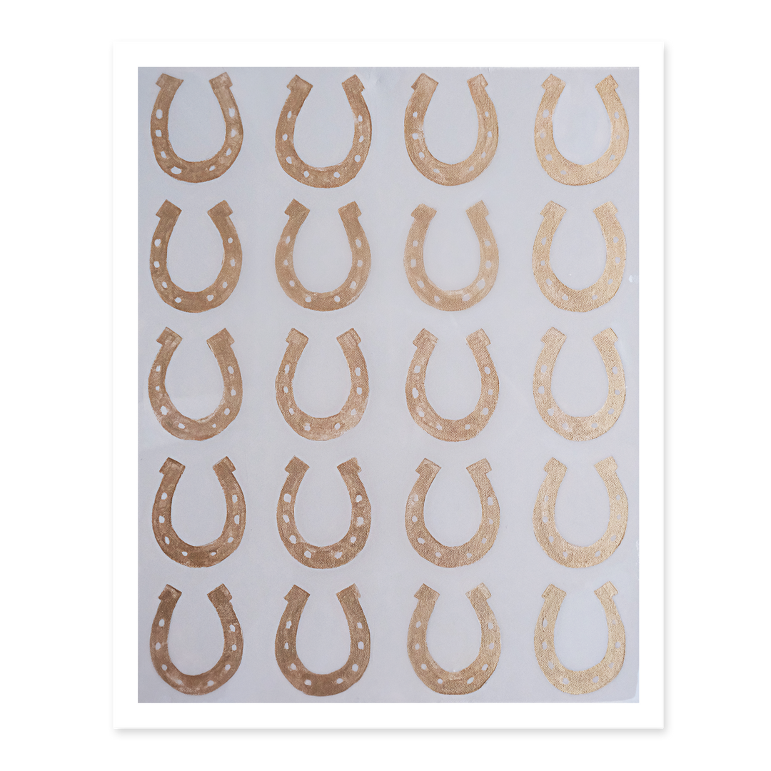 Horseshoes Taupe + Gold Print