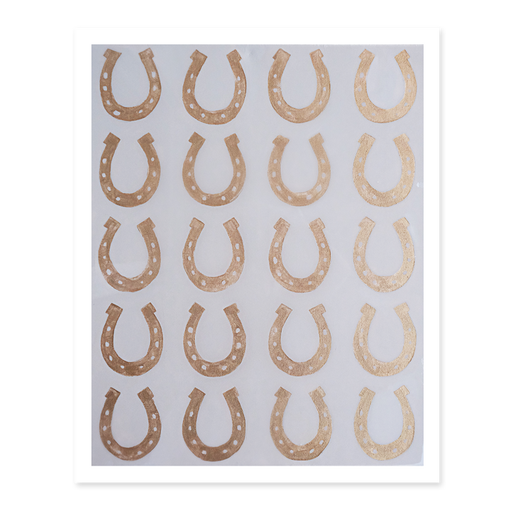 Horseshoes Taupe + Gold Print