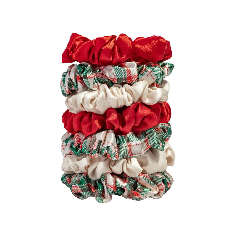 Holiday Ruched Satin Scrunchies