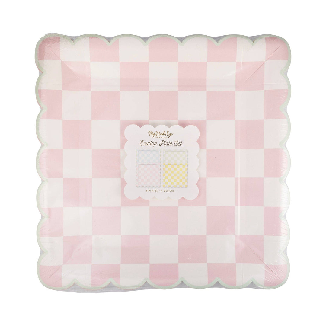 Checked Square Scallop Plate Set