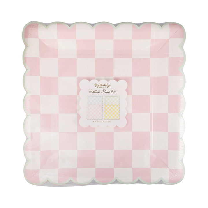Checked Square Scallop Plate Set