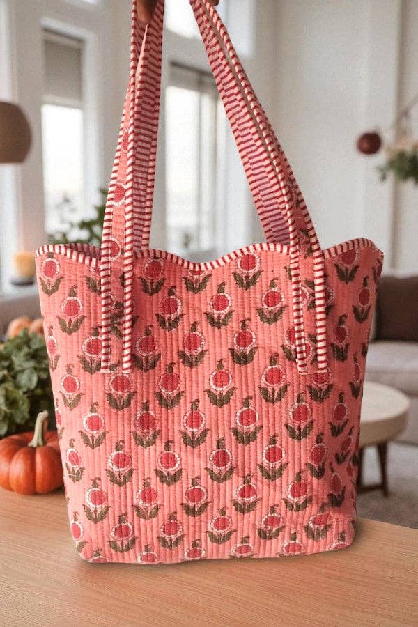 Cider Bloom Pink Scalloped Tote Bag