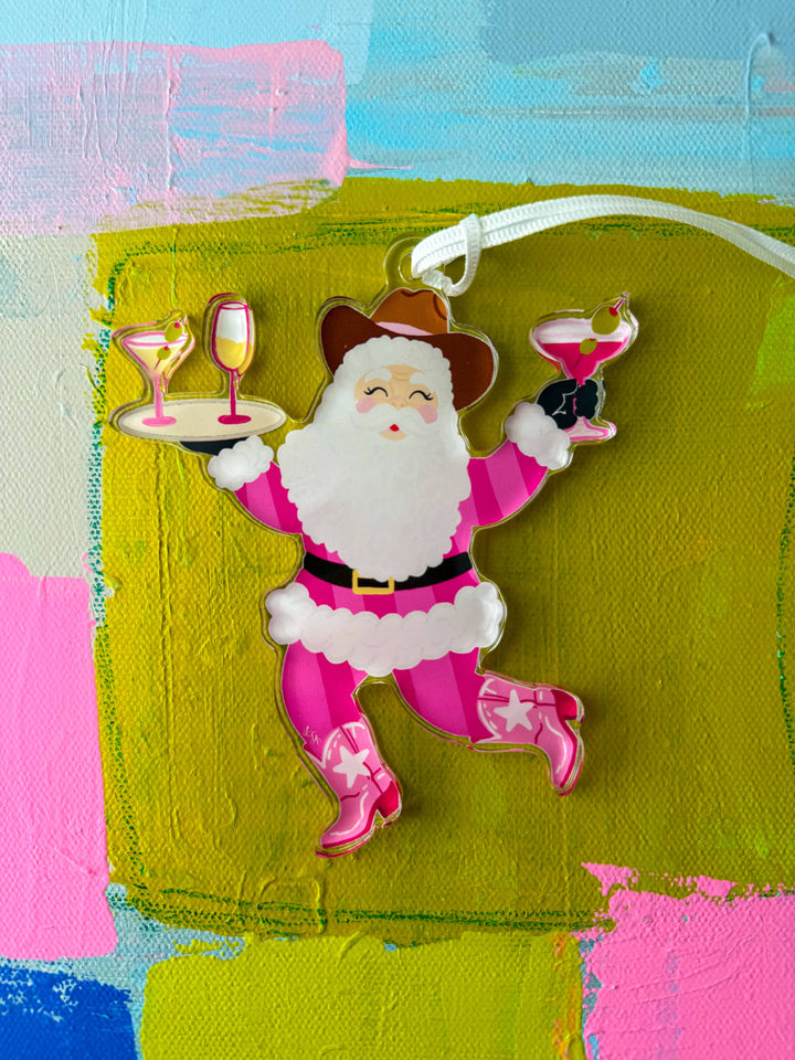 Western Santa Acrylic Ornament