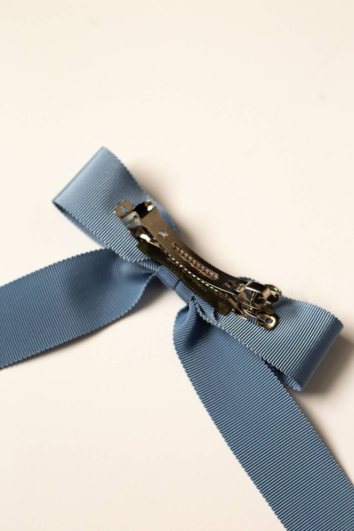 French Blue Grosgrain Bow Barrette