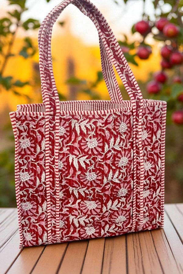 Hampton Red Floral Tote Bag