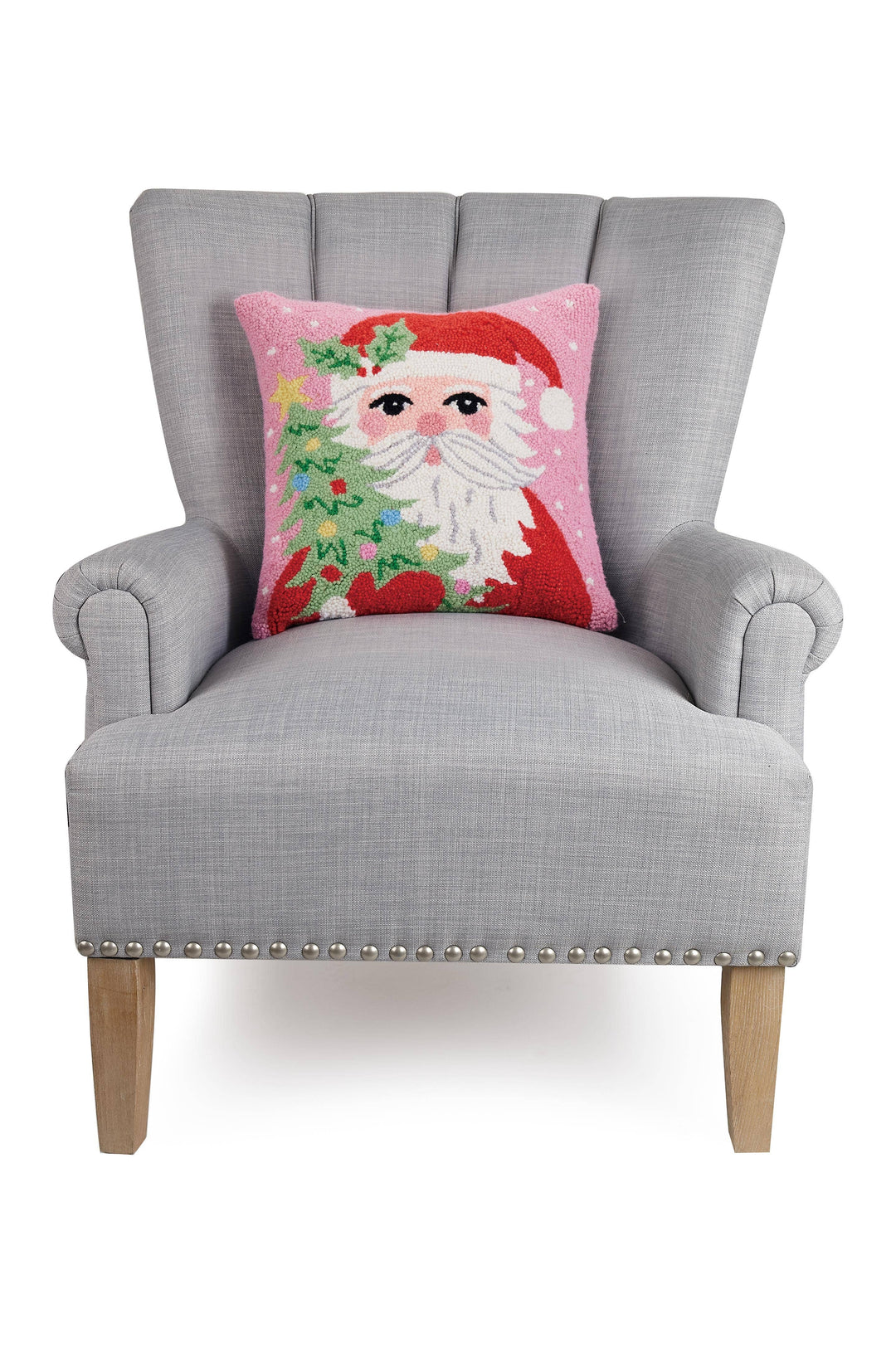 Santa Holding Tree Pillow