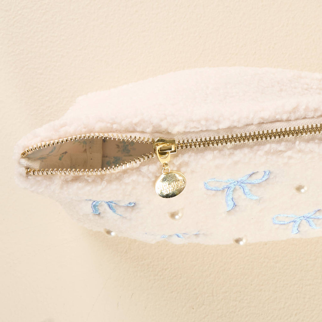 Blue Bow Teddy Pouch