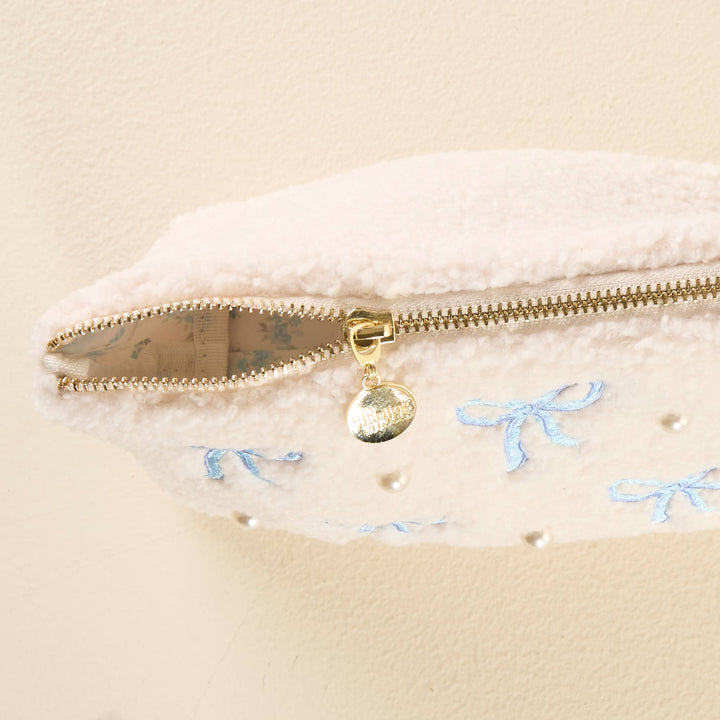 Blue Bow Teddy Pouch