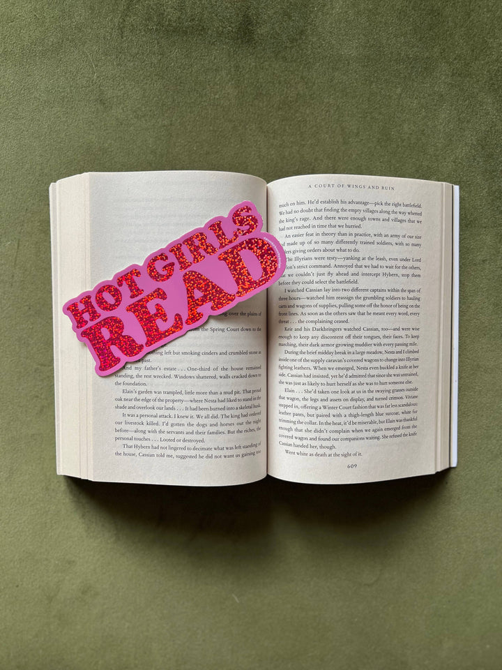 Hot Girls Read Glitter Bookmark