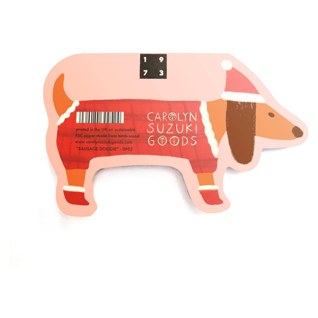 Dachshund Shaped Holiday Card