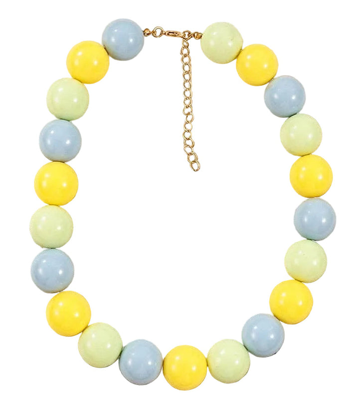 Beaded Statement Necklace: Yellow/Blue