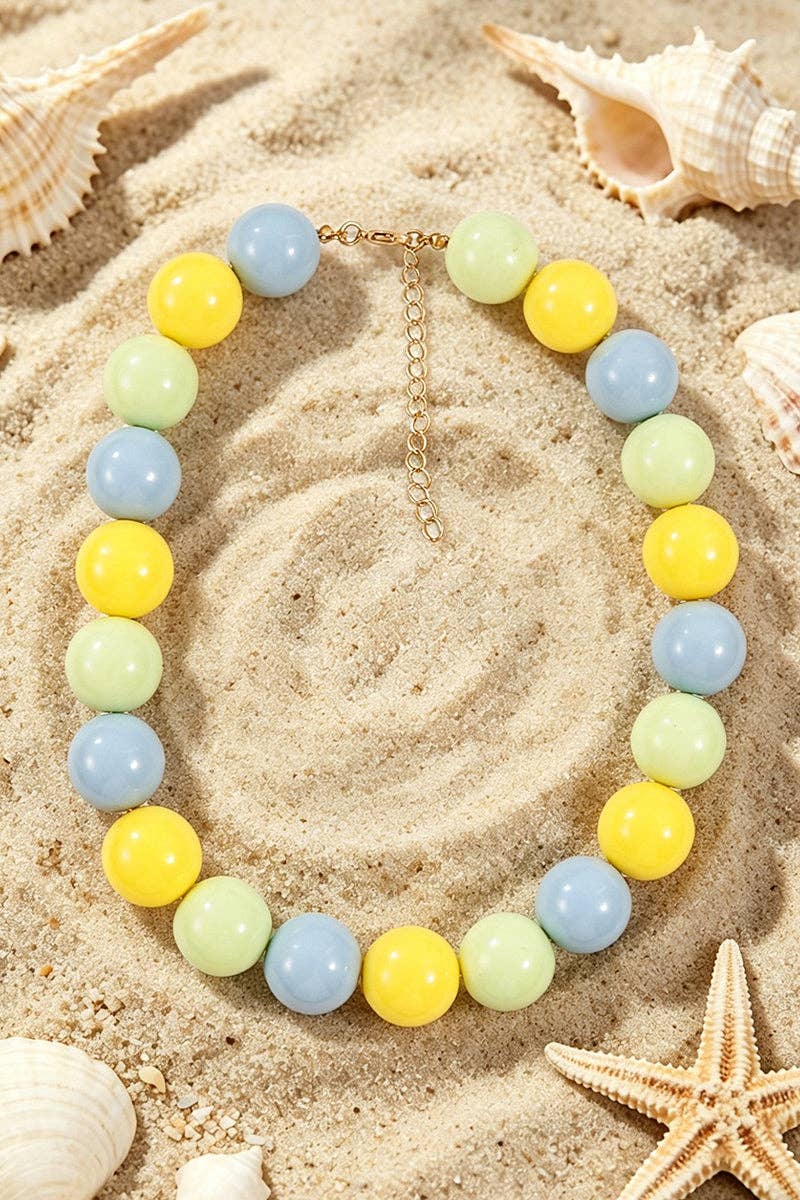 Beaded Statement Necklace: Green/Blue