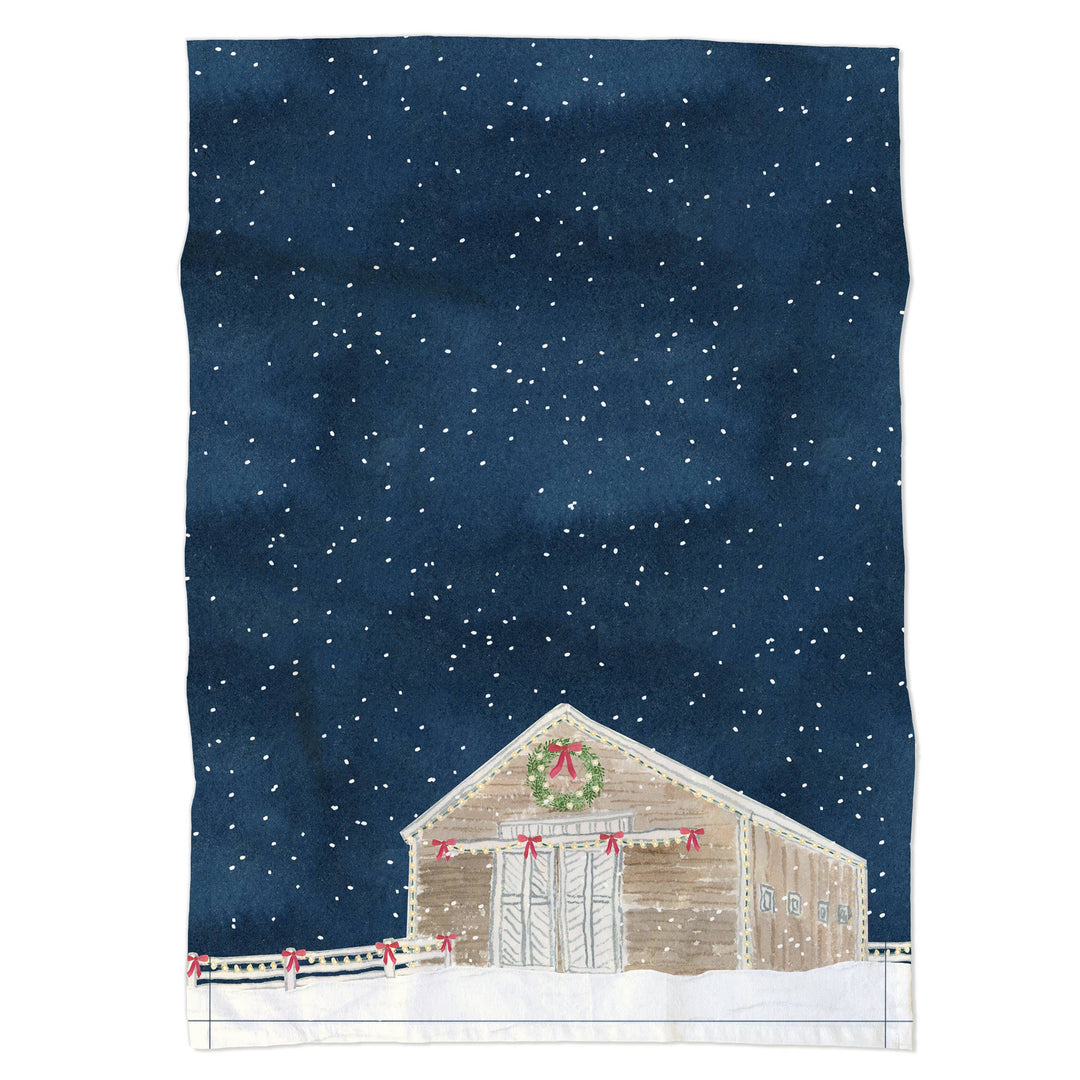 Whimsical Holiday Barn Tea Towel