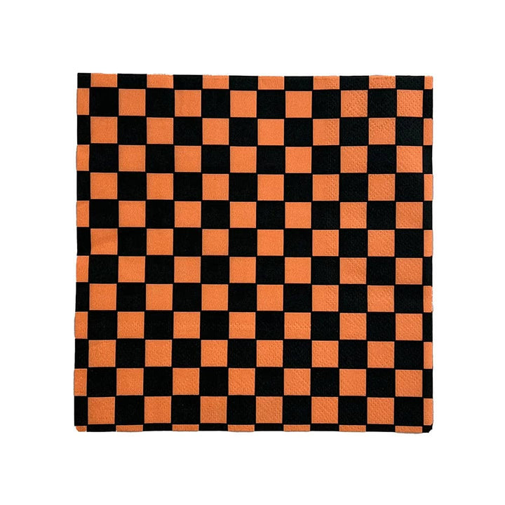 Peaches N' Cream Checkered Cocktail Napkins
