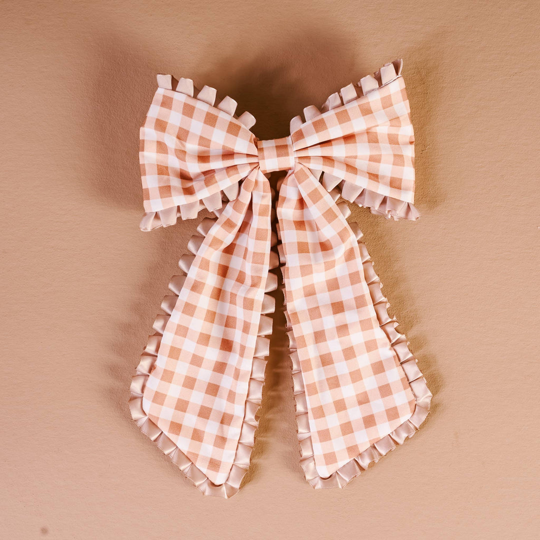 Maple Gingham Fancy Hair Bow