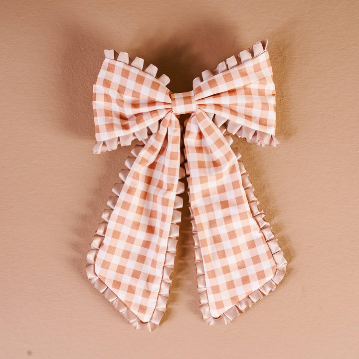 Maple Gingham Fancy Hair Bow