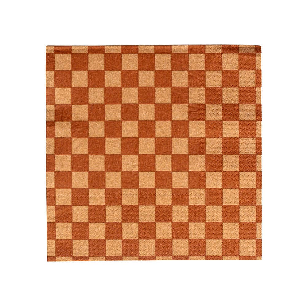 Tickle Me Pink Checkered Cocktail Napkins