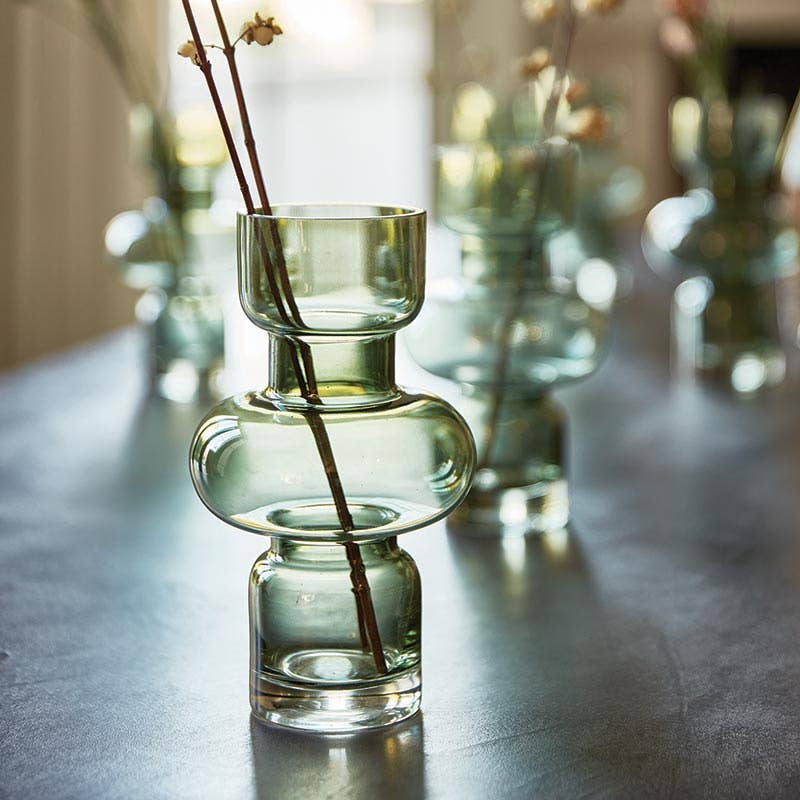 Green Glass Bubble Vase