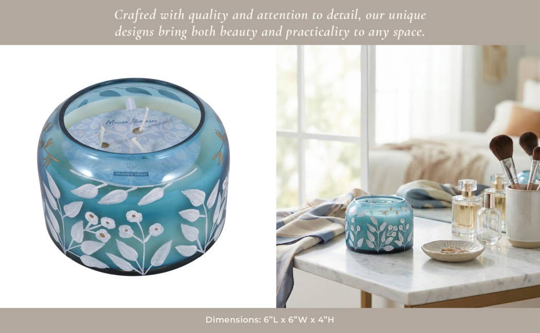 Jasmine Floral Blue Candle