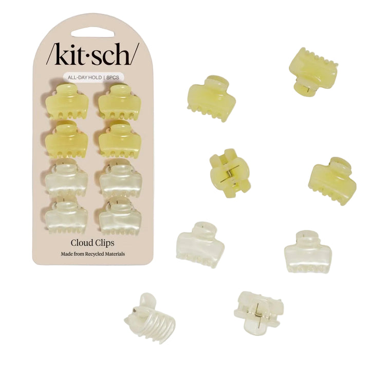 Mini Jelly Cloud Clips- Cream & Butter Yellow