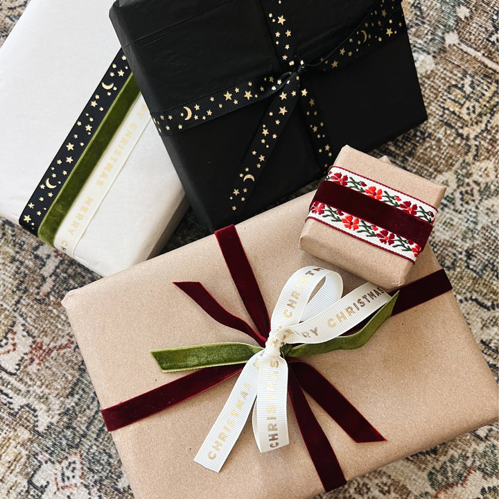 Merry Christmas Cream Grosgrain Ribbon