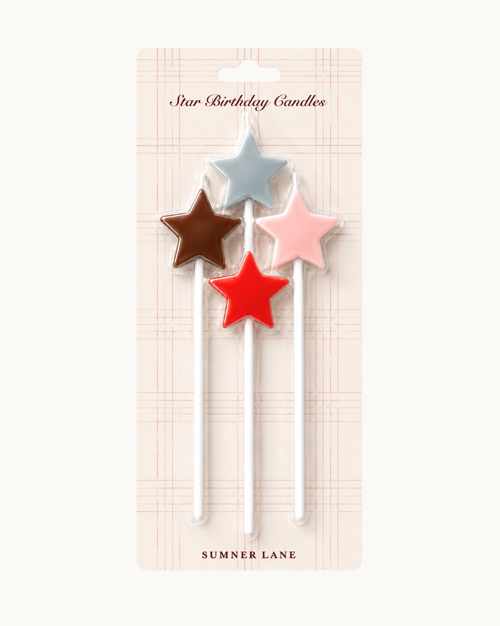 White Plaid Star Candles