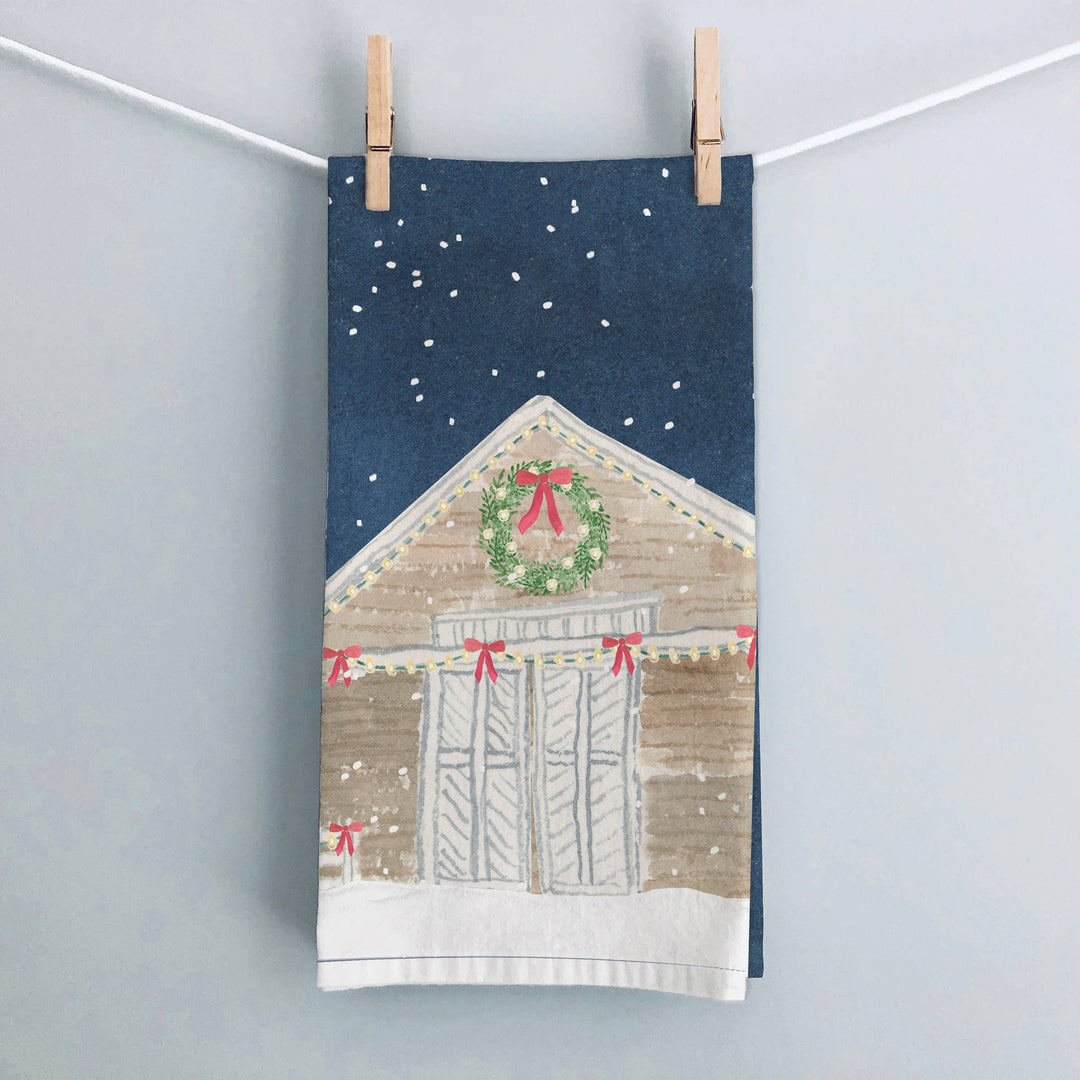 Whimsical Holiday Barn Tea Towel