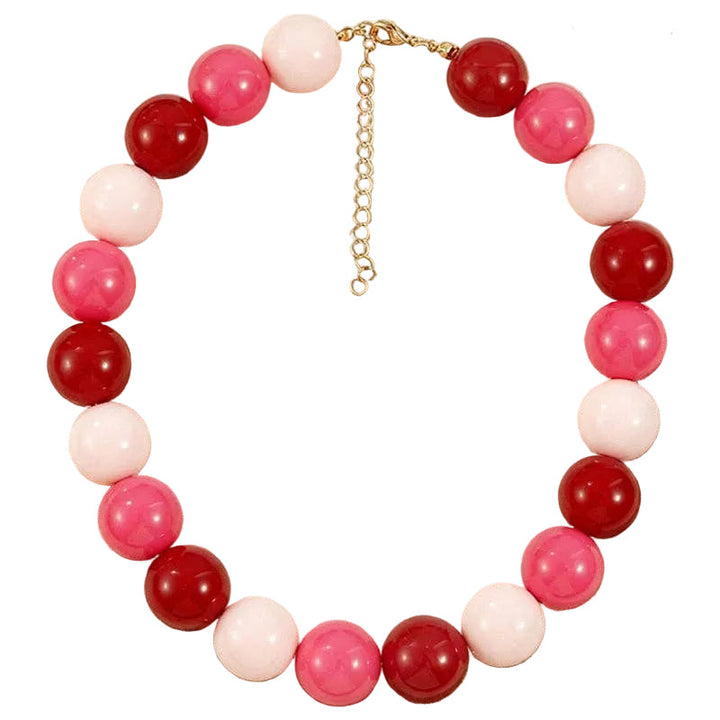 Beaded Statement Necklace: Pink/Red