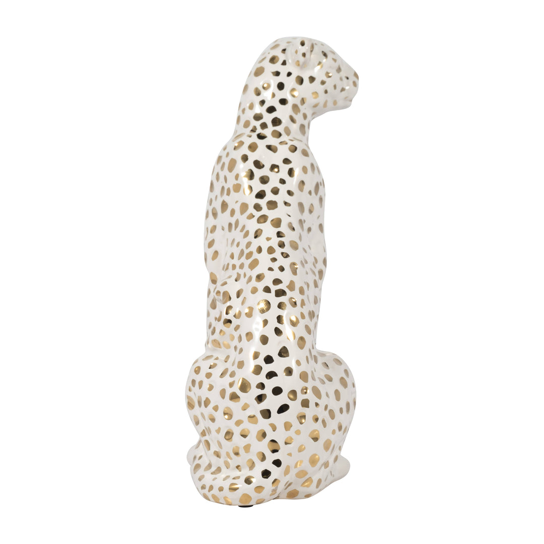 White Ceramic Sitting Leopard