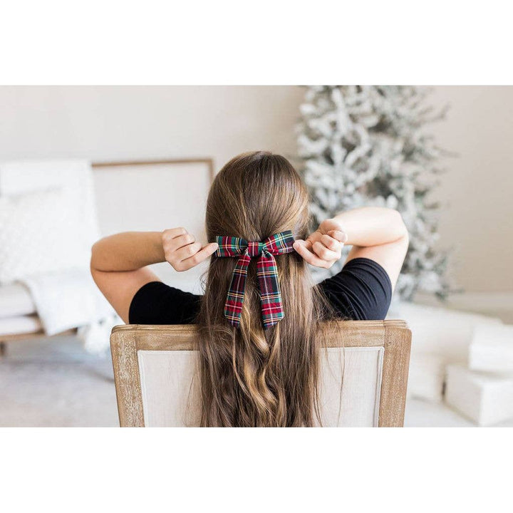 Bow Barrette Clip: Red Tartan